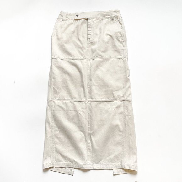 Helsa Maxi Skirt Cotton Denim Ecru Size XL NEW NWT - Picture 2 of 12
